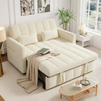 Nebuaegis Sleeper Sofa Bed,3-in-1 Convertible Pull Out Couch with Adjustable Backrest for Living Room,Loveseat Sofa Bed with Side Pockets,Easy Assembly,Beige,1 PCS