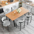PatioPerk Boucle Dining Chairs Set of 6, Light Gray Mid Century Morden Chair with Curved Backrest, Round Upholstered Sherpa with Metal Legs, Suitable for Various Kitchen Styles