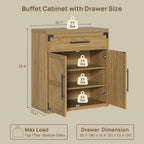 SICOTAS Buffet Cabinet with Drawer - Modern Sideboard Cabinet with Storage, Wide Credenza Storage Cabinet with Handle and Door, Sideboard Buffet Cabinets (1, Oak Brown)