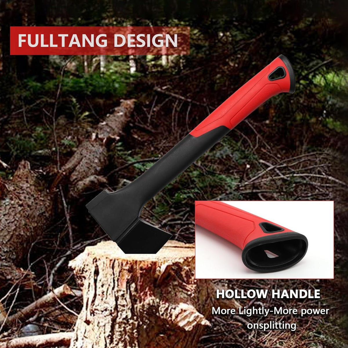 Camping Hatchet 14 Inch,Survival Hatchet Tactical for Wood Chopping and Kindling,Hatchet Axewith V Grind Blade, Lightweight Nylon Fiber Handle,for Outdoor Survival, Gardening, Hiking(XS)