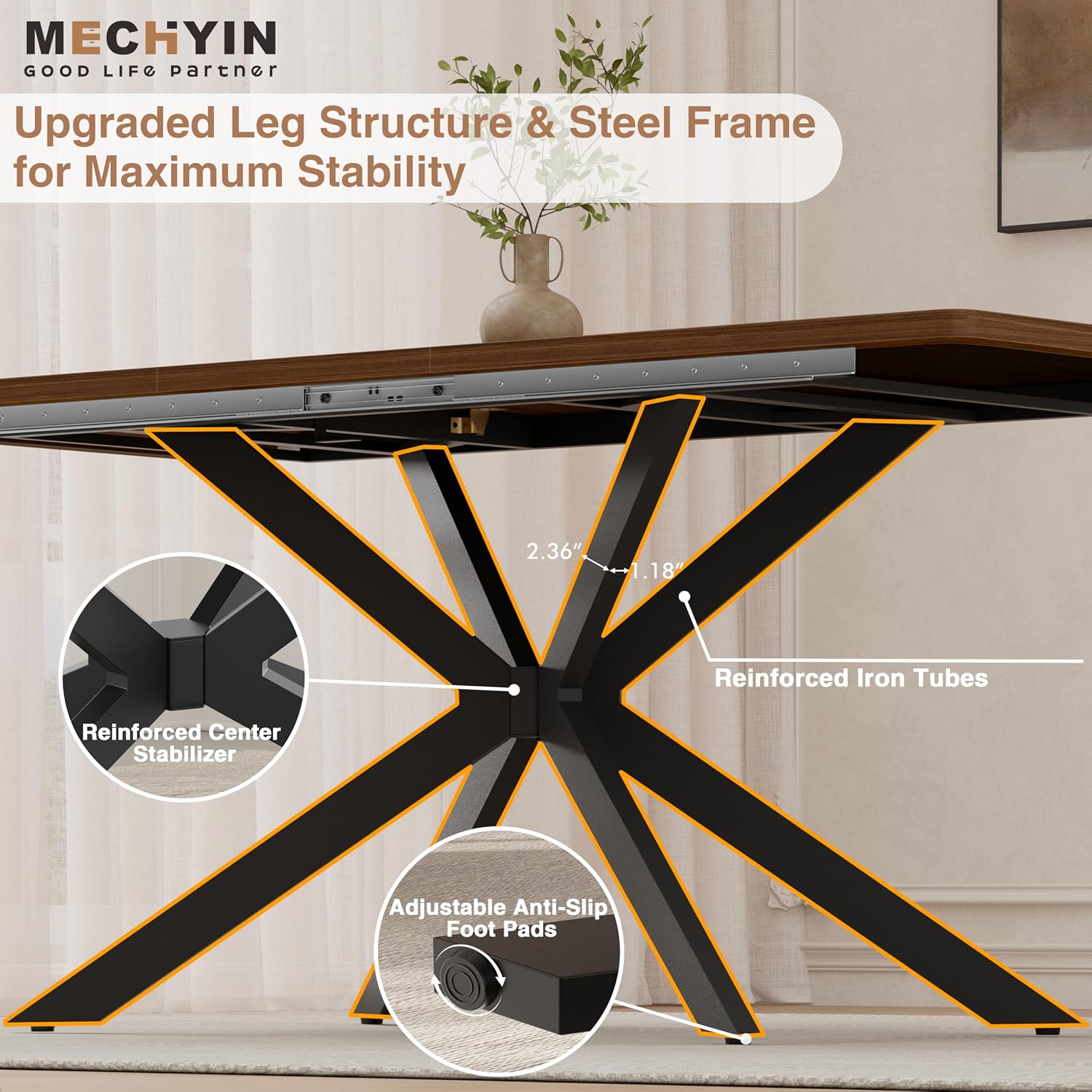 Extendable Dining Room Table for 4 6 8, 55"-70.9" Long Rectangle Kitchen Table,Wood Expandable Dining Table with Butterfly Leaf Self-Storing, Space Saving, For Kitchen Dining Living Room,Modern,Walnut | Simply Flip Leaf Expandable Rectangle Dining