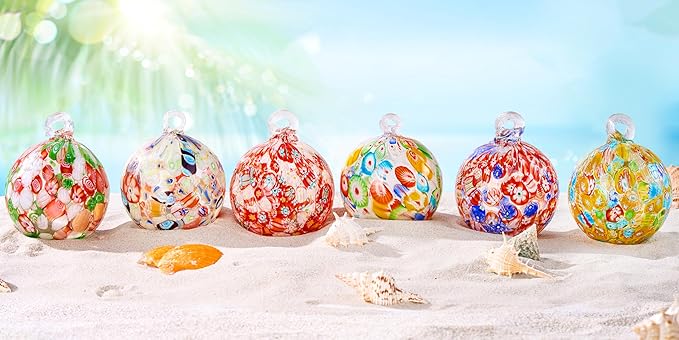 Hand Blown Glass Witch Ball,Glass Ornament Hanging Garden Gazing Ball Indoor Outdoor Home Décor. (4)