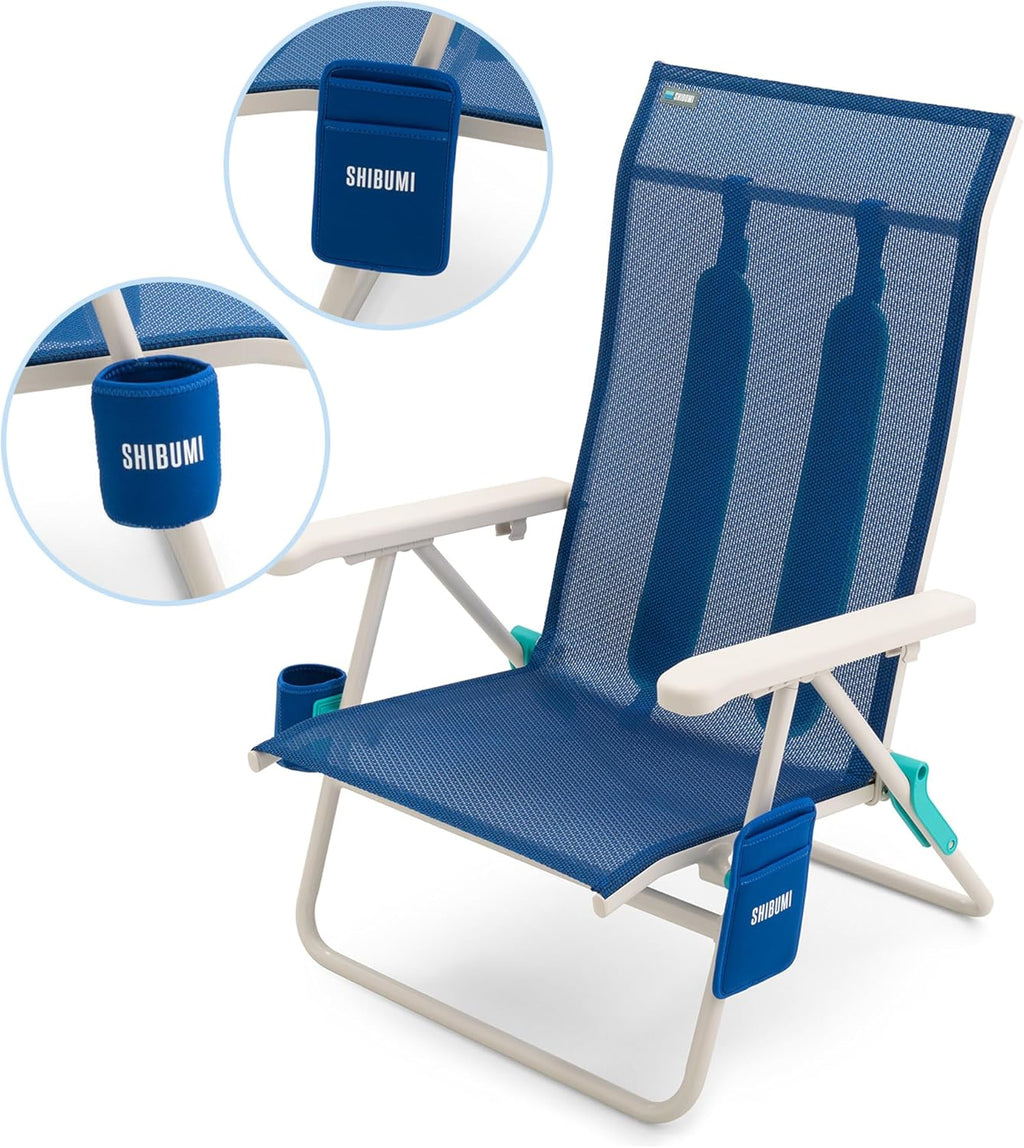 Shibumi Shade | Portable Beach Chair for Adults | Anti-Rust Marine Grade Frame | 300lb Capacity | Padded Backpack Straps | Weighs 8 Pounds | Breathable Fabric