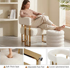 Barrel Accent Chair,Modern Side Chair with Golden Metal Legs, Sherpa Upholstered Reading Armchair for Bedroom, Boucle Club Chairs for Living Room/Reception Room/Lounge/Office, White
