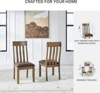 Signature Design by Ashley Vallister Dining Chairs Set of 2, Light Brown | Solid wood frame, Combination of leather and faux leather, Rustic dining room chairs, Slat back design, 250 lb capacity