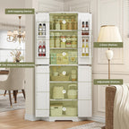 IRONCK Corner Cabinet, 72" Farmhouse Pantry Cabinet, White | 6 Tiers Shelves with 2 adjustable shelves, 240° swivel doors and spacious storage for kitchens, dining rooms, living rooms
