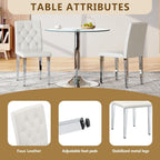 White Dining Chairs Set of 4, Faux Leather, Silver Metal Legs | Button-Tufted Upholstered Parsons Chairs with Padded Seats for Dining Room, Kitchen, Apartment, or Restaurant Use
