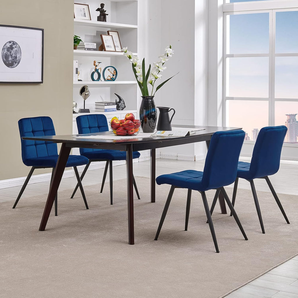DUHOME Velvet Dining Chairs Set of 4,Mid Century Modern Dining Chairs with Metal Legs,Accent Chairs Side Chairs Reading Chairs for Restaurant Cafe Shop Darkblue