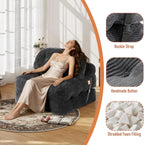 Folding Sofa Bed, Convertible Sleeper Chair with Back Support and Pillow | Foldable Couch for Living Room/Guest Use/Home Office, Foldable Chair Bed for Adults, Dark Gray