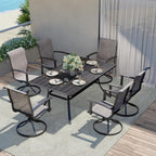 Grand Patio Outdoor Swivel Dining Chairs Set of 2, 360 Degree Mesh Sling Rocker Sets for Deck, Garden Backyard, Mixed Coffee