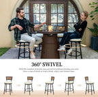 PIZZELLO Patio Swivel Bar Stools Set of 4, Outdoor Bar Height Chairs, Swivel Patio Bar Chair with Cushions, Counter Height Wicker Barstools for Outside Backyard Balcony