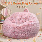 Stuffed Animal Storage Bean Bag Chair Cover, Soft Bean Bag Cover | Fluffy Faux Fur Stuffed Animal Storage Chair, Non-Slip Bottom, Fill with Plush Toys or Blankets, for Kids Teens Adults Girls
