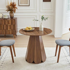 31.5 inch Small Round Dining Table, Modern Kitchen Table for 2 to 4 Person, Farmhouse Wood Circle Dining Room Tables with Pedestal Base, Space Saving Dinner Tables for Apartment, Small Space, Walnut