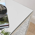 Crystal Mirrored Side Table, Living Room Side Table Sofa Couch Side Tables, Mid Century Modern End Table Accent Table, Small End Table Bedside Tables Mirrored Nightstand for Bedroom Corner