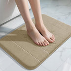 Yimobra Memory Foam Bath Mat, Super Soft Absorbent Bathroom Rug Non Slip 24x17 Inch, Quick Dry, Machine Washable Floor Carpet for Tub Shower, Home Decor Accessories, Pale Khaki