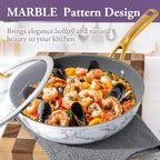 Frying Pan Nonstick, 10 Inch Skillet Easy to Clean, Kitchen Fry Pan without PTFE & PFOA, Compatible with All Stovetops, Lightweight and Durable, Marble White