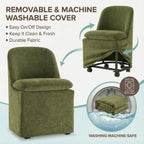 KISLOT Upholstered Dining Chairs Set of 4 with Hidden Casters, Modern Kitchen Chairs with Removable Washable Cover, Padded Dining Room Chairs with Chenille Velvet Fabric & Metal Frame, Green