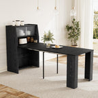 HIPIHOM 86.6" Extendable Dining Table for 4-6, MDF, Storage Cabinet | Retractable Console Table, Storage Cabinet for Kitchen or Dining Room, Ideal for Small Space, Apartment, Family Meal