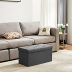 DUMOS 30in Storage Ottoman Bench, Storage Chest | End of Bed Foot Rest Stool with Padded Seat, Bedroom Bench for Living Room, Bedroom, Support 660lbs, Grey