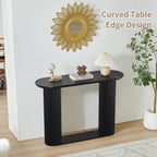 Fluted Console Table, Farmhouse Entryway Table with Storage and Fluted Wood Legs, Narrow Sofa Table Small Long Entry Table for Entrance, Hallway, Living Room (Black)