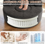 (New) Round Floor Chair Lounger Indoor, Circle Couch With 2 Pillows for Living Room, Cozy Cuddle Chair In a Box With Curved Armrest And Backrest, Heart Shaped, No Assambly Needed (Gray Black)