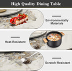 Montary 59” Modern Round Dining Table for 6-8, Artificial Marble Dining Room Table with Lazy Susan, Stainless Steel Black Titanium Hourglass Base, Sintered Stone Top Dining Table (Only Table)