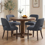 Usaint Upholstered Dining Chairs Set of 4, Modern Fabric Kitchen Chairs | Upholstered Dining Room Chair with Curved Backrest and Rubberwood Frame for Kitchen and Restaurant, Blue
