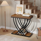 Tribesigns Side Table Set of 2, Narrow 2-Tier End Table for Living Room, Industrial Nightstand with Metal Frame, Small Bedside Tables for Bedroom, Sofa Couch, Small Spaces, Rustic Brown
