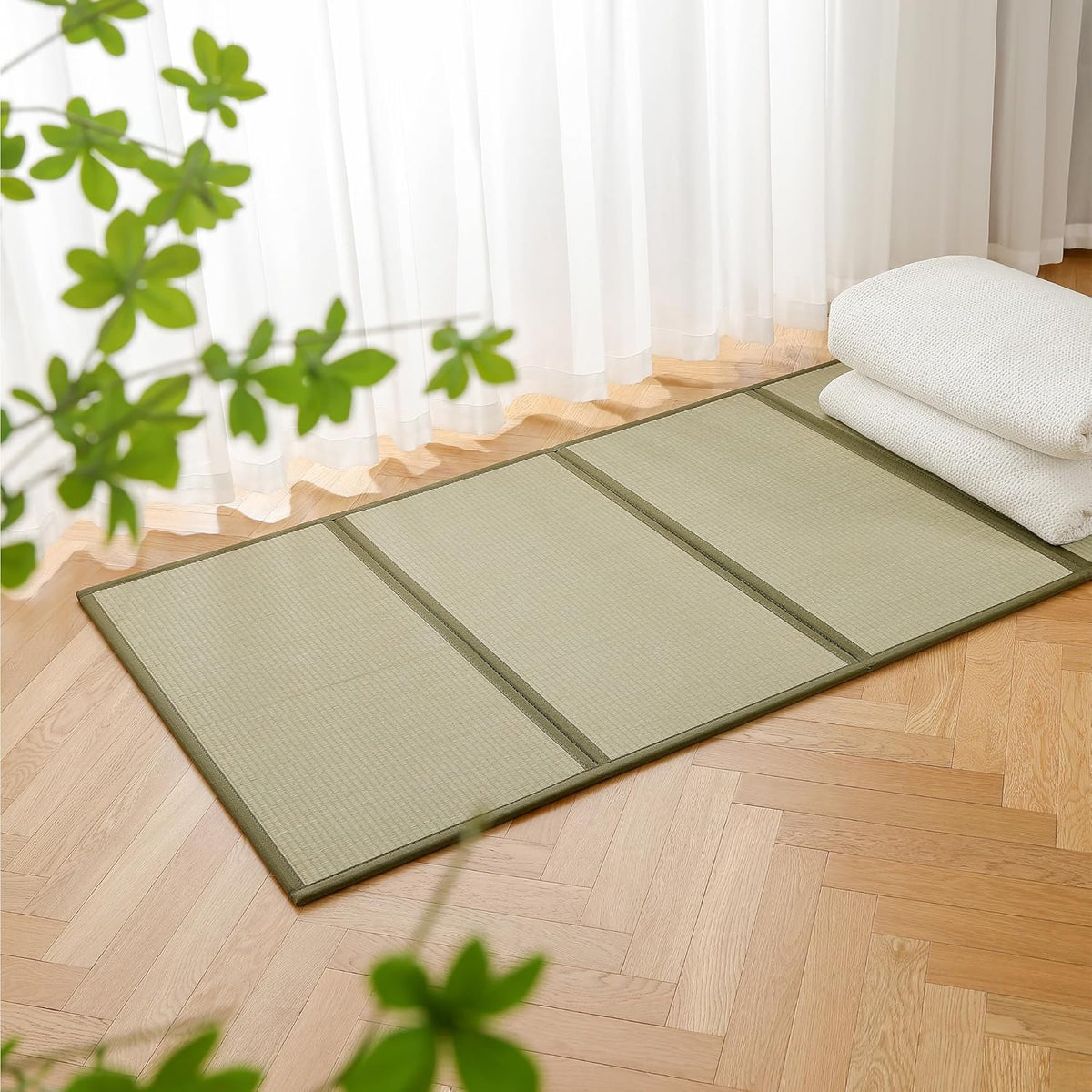 Tatami Mat, Tatami Mattress, Japanese Sleeping Mat, Traditional, 80x40 | Houseables Japanese Floor Mattress, Twin XL, Bamboo Sleeping Rug, Kotatsu Floor Bed, Futon, Goza, Rush Grass, Folding