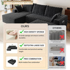 108" U-Shape Modular Sectional Cloud Couch with Ottoman, Deep Seat Couch with Oversized Chaise Lounge, Comfy Flannel Fabric Sofa for Living Room Bedroom Apartment Game Room Basement