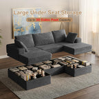 107'' Modular Sectional Sofa, Deep Seat Couch with Storage | Oversized High-Back for Living Room & RV | With Ottoman | High Density Foam & Corduroy | Tool-Free Assembly | Cozy Dark Gray