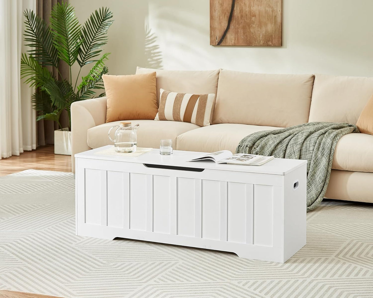 VANKILEY 51.2" Storage Chest Extra Large,Wooden Storage Bench,White | Chest with 2 Safety Hinges, 51.2*15.7*19.1inches, Wooden Trunk for Bedroom, Livingroom,Entryway,Easy Assembly.