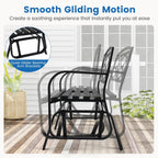 Tangkula 2-Person Outdoor Glider Bench, Rocking Loveseat Chair | Metal Frame, Armrests, Geometric Backrest, Slatted Seat, for Patio, Porch, Garden, Deck and Backyard