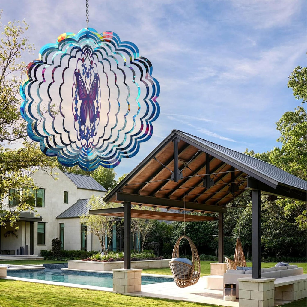 Butterfly Wind Spinner Outdoor - Birthday Gifts for Women, Men, Mom, Father, Garden Decor Gifts, Hanging Wind Sculptures 12 inch 3D Wind Spinners for Outdoor Decor for Outside, Yard, Patio Deals