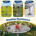 VIVOHOME Bird Bath for Outside, Polyresin Pedestal Birdbath, Gray