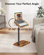 HUANUO TV Tray Table, Adjustable Height TV Tray with 360° Swivel & 90° Tilt Tabletop, TV Tables for Eating with Anti-Slip Bar, TV Tray for Bed, Sofa, Dining, Laptop, Living Room & Home Office