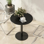 Round Dining Table 24" Circle Tulip Table with Metal Thickened Tabletop & Sturdy Metal Pedestal Mid Century Modern Leisure Bistro Kitchen Tables 2 People Small Places Living Room Cafe,Black