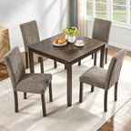 Harper & Bright Designs 5-Piece Dining Table Set with 4 Chairs, 34.5" Square Farmhouse Kitchen Table for Small Spaces, Rustic Walnut Wooden Dining Set for 4 People, Apartment & Dining Room