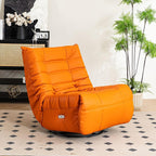 Electric Power Recliner Chair with 360° Swivel, USB Charging Ports, Footrest, and Side Pocket, Upholstered Glider for Living Room(Orange)