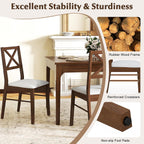 GOFLAME Dining Chairs Set of 4, Upholstered Kitchen Side Chairs with Rubber Wood Frame, Padded Seat, Cross Back, Farmhouse Armless Dinette Chairs for Dining Room, Living Room, Brown & White