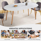 Modern 40"-71" Extendable Oval Dining Table for 4-8, MDF Top with Metal Frame, Space-Saving Expandable Kitchen Table for Home, Office, or Conference Room, Scratch-Resistant & Easy to Assemble
