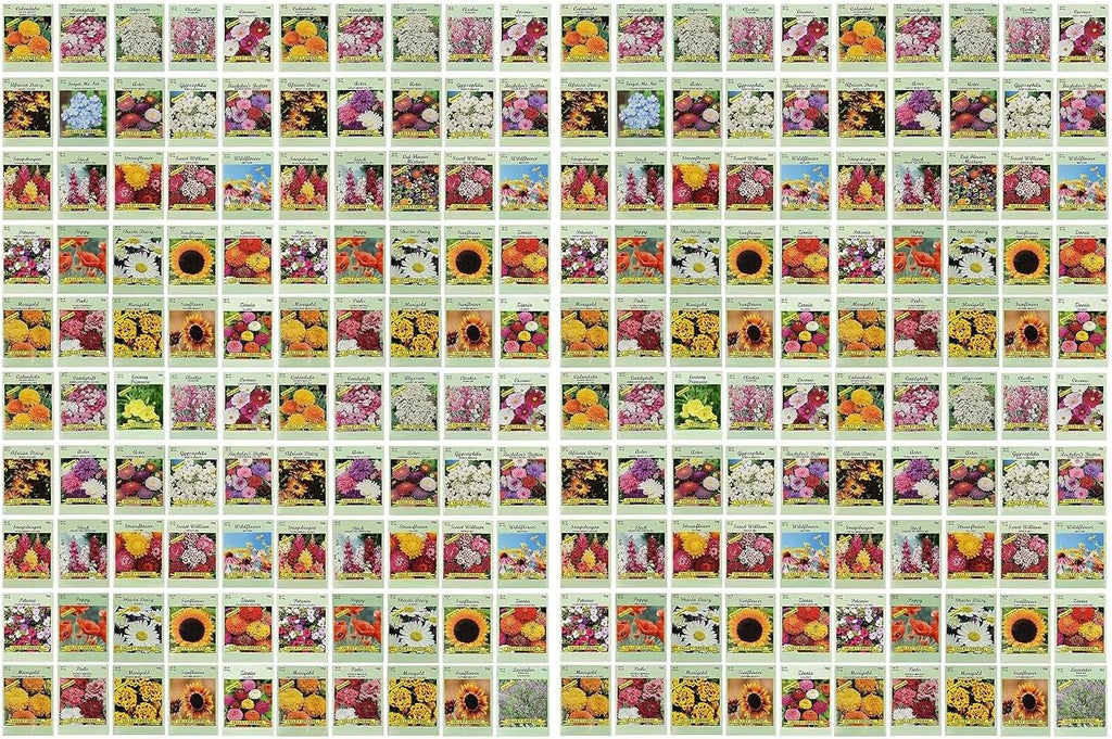 Set of 200 Flower Seed Packets - Flower Seeds in Bulk - 15 or More Varieties Available - Great for Creating Colorful Gardens (200)
