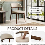 MOJAY Modern Wooden Dining Chairs Set of 2, Upholstered Kitchen Chairs with Unique Arm Design, Farmhouse Dining Room Chairs for Small Spaces & Apartments, Beige