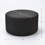 KINWELL Modern Round Boucle Ottoman (24" D x 24" W x 13" H) | Upholstered Multi-Functional Sofa Footrest, Side Table, Extra Seating for Living Room, Bedroom, Entryway