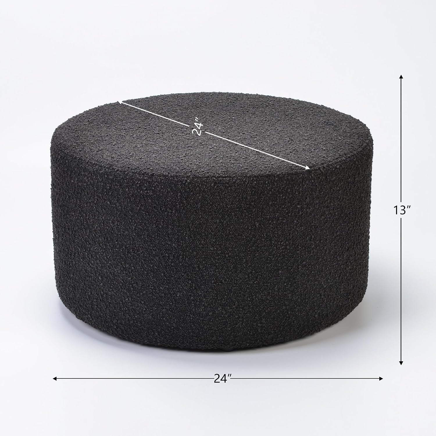 KINWELL Modern Round Boucle Ottoman (24" D x 24" W x 13" H) | Upholstered Multi-Functional Sofa Footrest, Side Table, Extra Seating for Living Room, Bedroom, Entryway