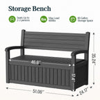 Outdoor Bench with Storage, Waterproof Garden Storage Bench, 100 Gallon Lockable Resin Deck Box, Weatherproof Bench Seating for Patio Yard Cushions Tools, Black