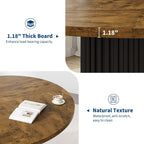 GarveeHome 47" Round Dining Table for 4-6 People, Dining Room Table with Sturdy Waveform Metal Pedestal Base, Farmhouse Circle Kitchen Table for Dining Room, Kitchen