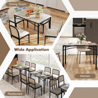 Giantex 43" Dining Table for 2-4, Rectangular Kitchen Table with Faux Marble Tabletop, Sturdy Metal Frame, Adjustable Foot Pads, Dinner Table for Small Space, Dinette, Living Room, Restaurant (Grey)
