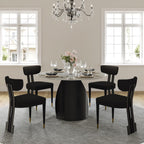 Black and Gold Dining Chairs Set of 4, Mid Century Upholstered Dining Room Chairs with Curved Backrest and Stainless Steel Legs, Luxury Modern Boucle Dining Chairs for Kitchen, Living Room