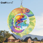 Personalized Chameleon Wind Spinner 3D Stainless Steel, Chameleon Garden Spinner Hanging Outdoor Decor, Wind Spinners Outdoor, Custom Gift for Grandmother, Mom, Wife